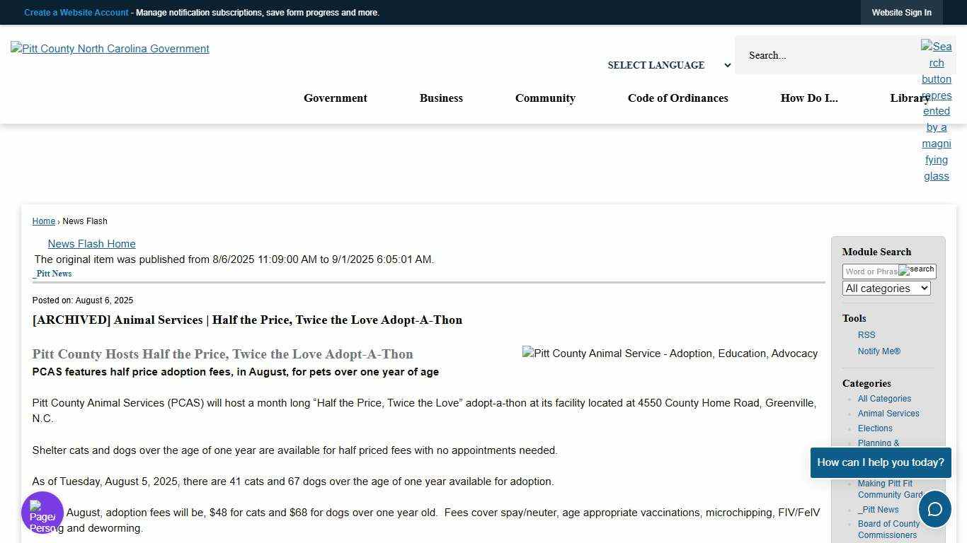 News Flash • Pitt County, NC • CivicEngage